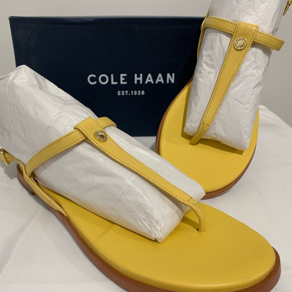 NIB COLE HAAN Flora Thong Sandal in Sunset Gold (Sz 6.5)!